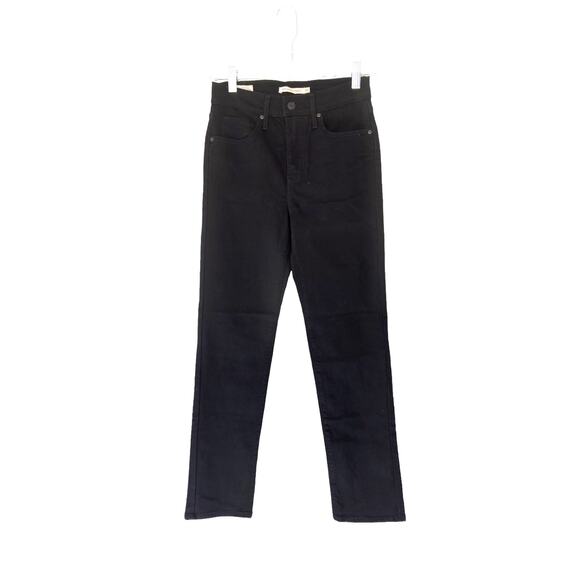 Levi's Premium Soft Black 724 Modern Basic High Rise Slim Straight Jeans Size 25 - Picture 1 of 10